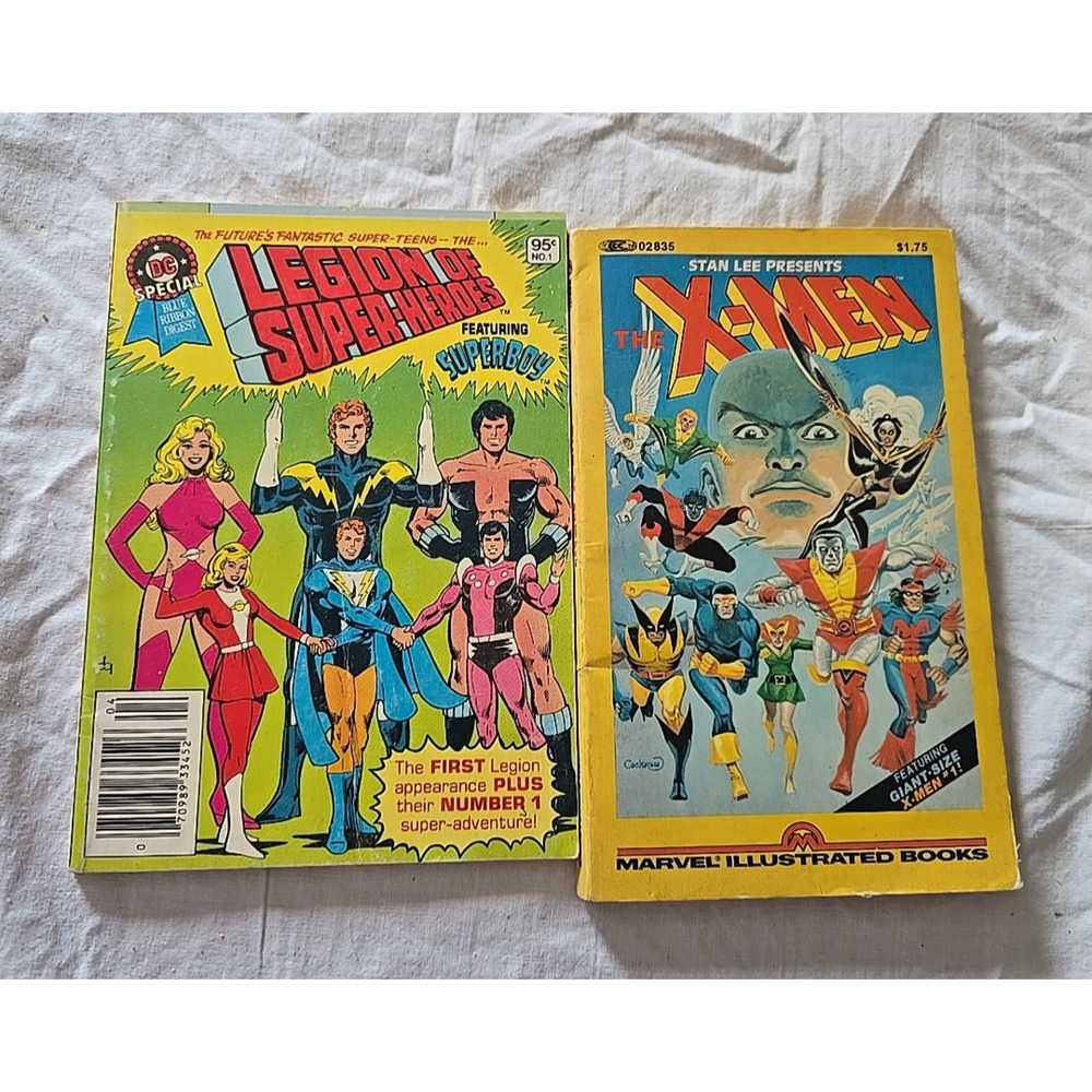Lot of 2‎ Vintage Legion of Superheroes & X-Men Illustrated Paperback Books
